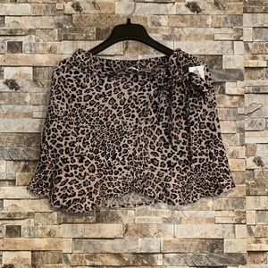 Planet Gold Leopard Print Wrap Skirt